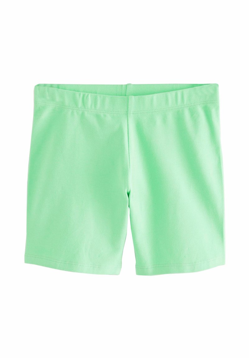 Groene katoenen shorts met een gladde textuur en een elastische tailleband. Bevat een eenvoudig, gestroomlijnd ontwerp zonder patronen of accenten.