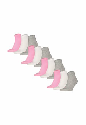 Set von zehn Knöchelsocken in Pink, Weiß und Grau. Mit gerippten Bündchen und einer glatten Textur, mit einem Logo an der Seite jeder Socke.