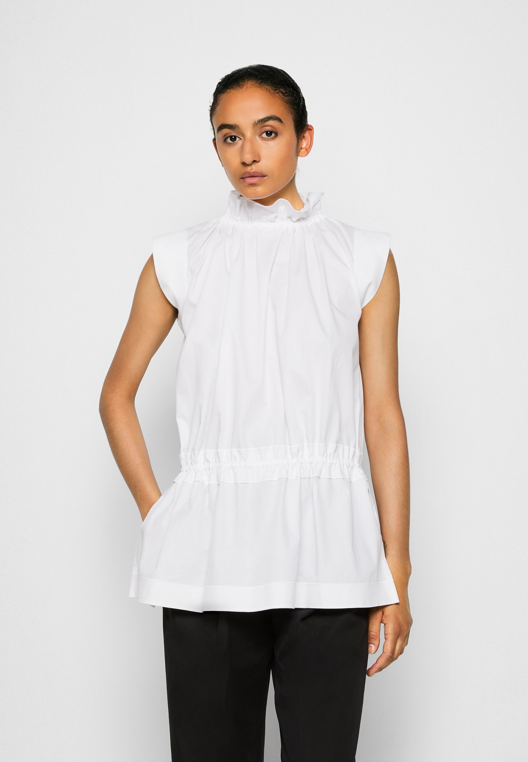 Women SLEEVELESS RUFFLE NECK - Blouse Women SLEEVELESS RUFFLE NECK - Blouse