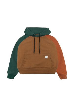 Felpa con cappuccio - orange camel vert