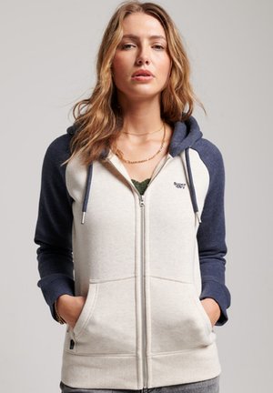 VINTAGE LOGO EMBROIDERED BASEBALL - Zip-up sweatshirt - vintage navy marl light oatmeal marl
