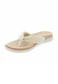 Infradito beige con una morbida fascia superiore, una soletta testurizzata e una suola in gomma bianca. Il design presenta un dettaglio annodato sul davanti.