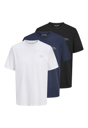 Jack & Jones JJCOLLEGE LOGO TEE CREW NECK 3 PACK - T-shirt basique - navy blazer/black/bright white