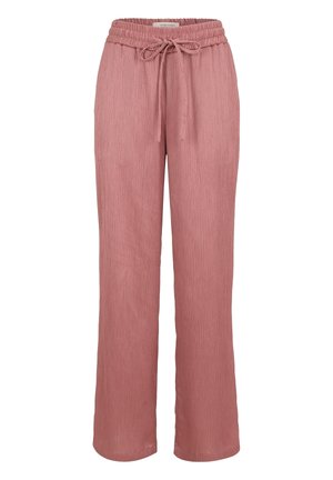 Rosa strukturierte, weit geschnittene Hose mit elastischem Bund und vorderer Kordel, mit dem Label GUEDOMARIA innen am hinteren Bund.