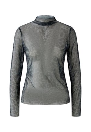 Oui, LEO PRINT - Long sleeved top - dk brown grey