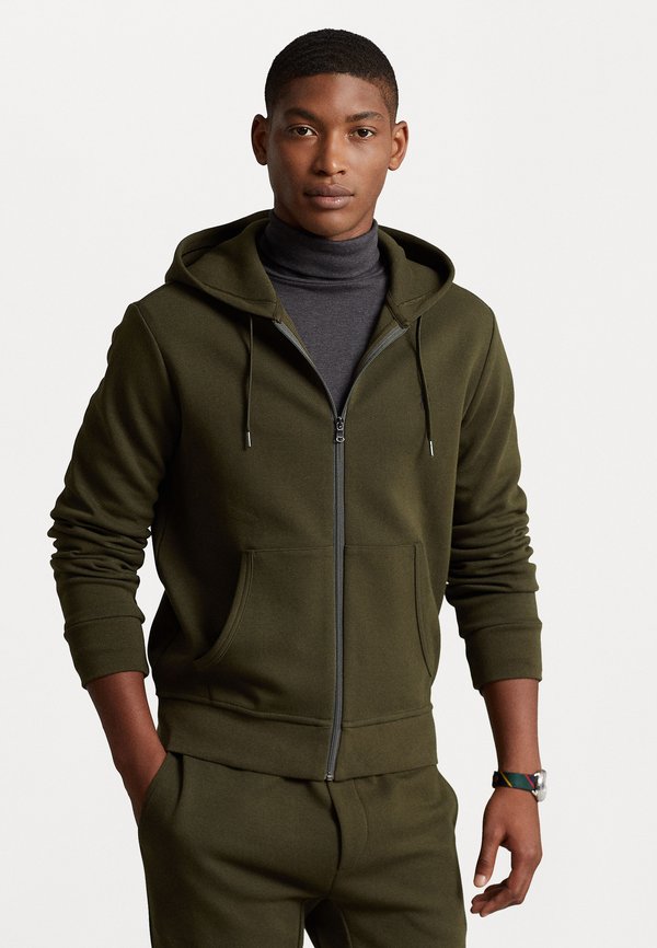 DOUBLE KNIT FULL ZIP HOODIE - Zip-up sweatshirt - company olive