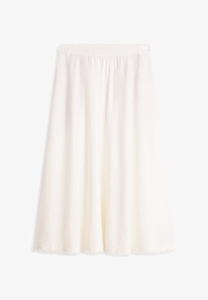 Biele kuloty s širokými nohavicami, elastickým pásom a ľahkou látkou.