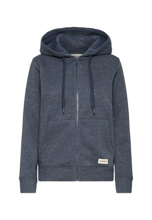 Mornarska zip-up kapuca iz teksturiranega materiala. Ima kapuco, vrvice in dve sprednji žepki. Majhna logotipna oznaka na robu.