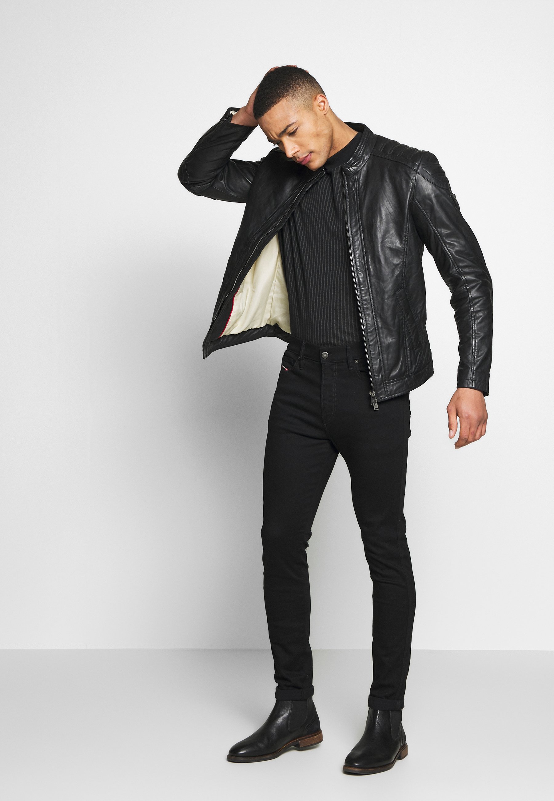 GLAM ROCK BIKER Leren jas jet black GLAM ROCK BIKER Leren jas jet black
