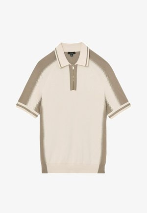 Reiss, REGULAR FIT - ELMERS COLOUR-BLOCK HALF-ZIP KNITTED POLO SHIRT - Poloshirt - ecru taupe