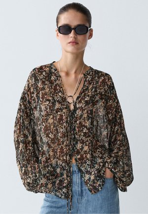 Massimo Dutti, Cotton V-neck jumper - Bluse - black