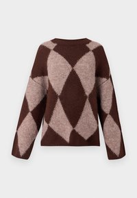 NMSUTTON OVERSIZE  - Pulover - french roast pattern:beige melange argyle