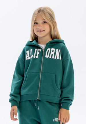 SLOGAN ZIP THROUGH - Hoodie - green