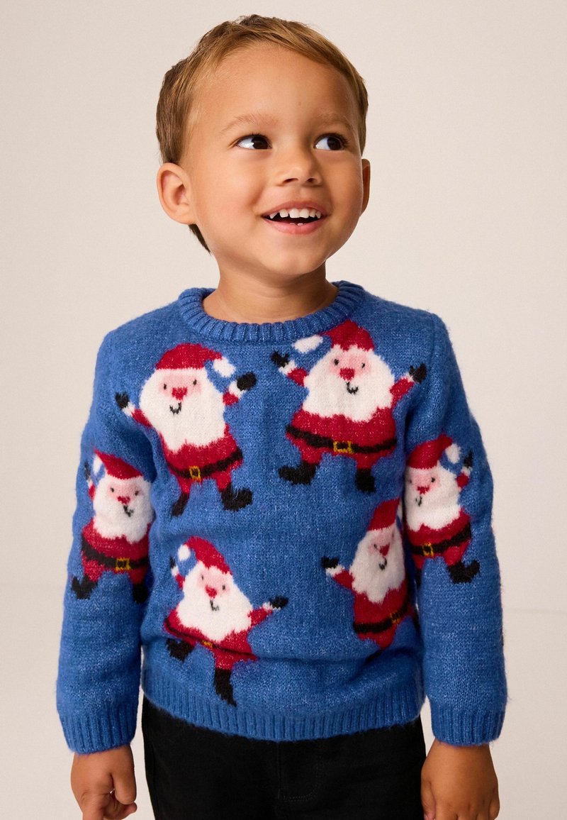 Pull En Maille Jacquard De Noël - Bleu Foncé - Bébé Garçon - 0.00