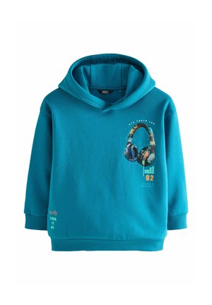Next, Džemperis su gobtuvu - teal blue headphones