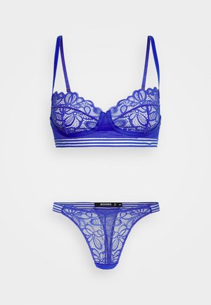 SHEER STRIPE BRA & THONG SET - Set intimo - blue