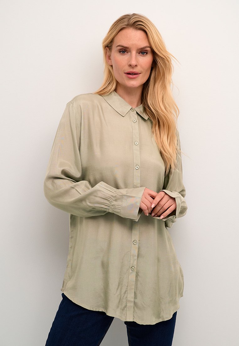 Cream Overhemdblouse kaki