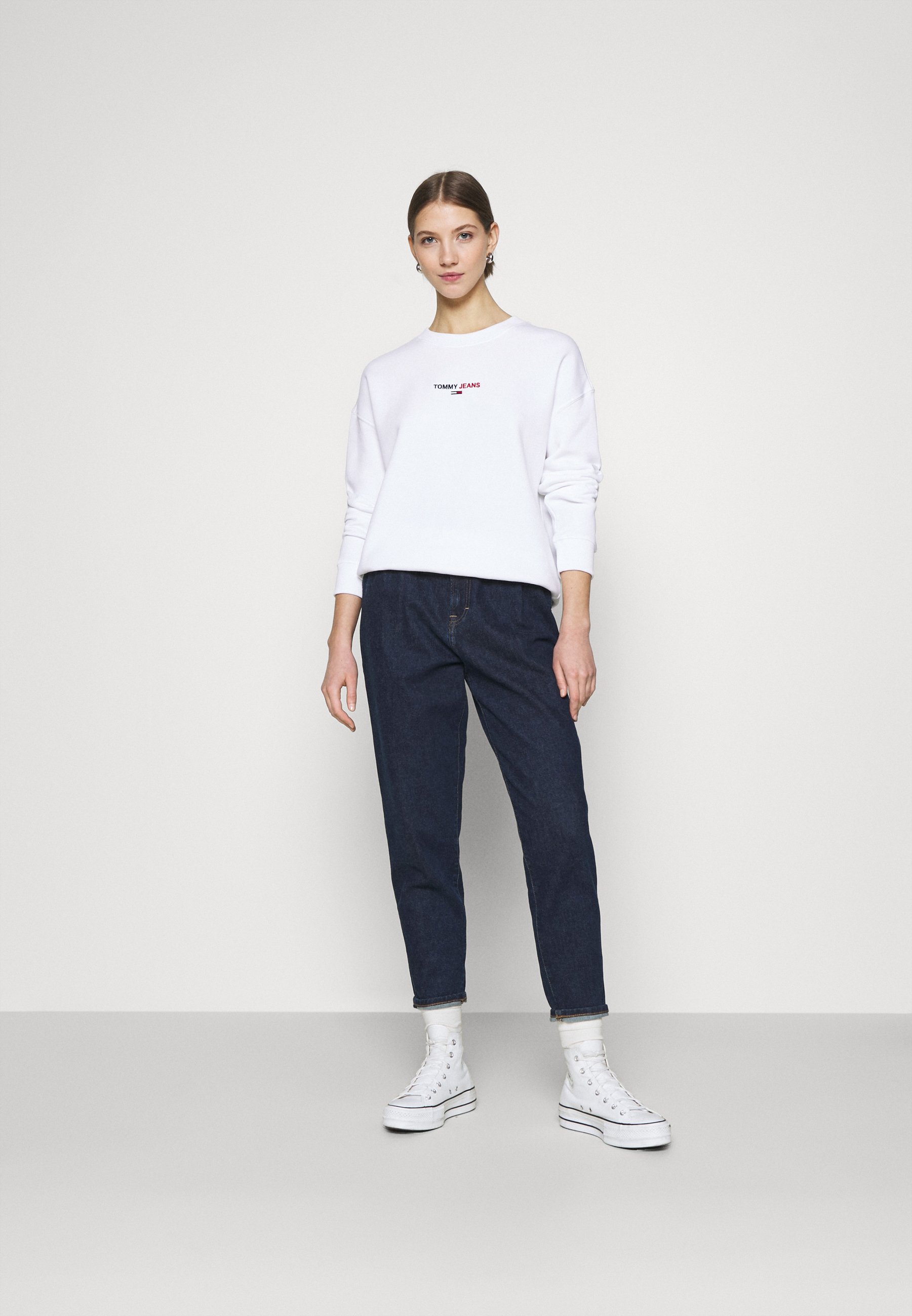 Tommy Jeans LINEAR CREW NECK - Felpa - white/bianco - Zalando.it