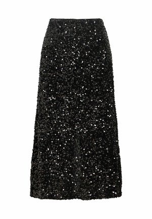 VILA, MIDI SKIRT VIFAITH SEQUIN - Jupe trapèze - black beauty