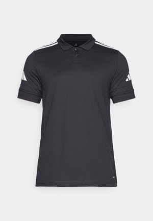 Must mustaga klassikalise krae, kolme nööbiga, lühikeste varrukatega ja valgete triipudega õlgadel. Valmistatud hingavast kangast.