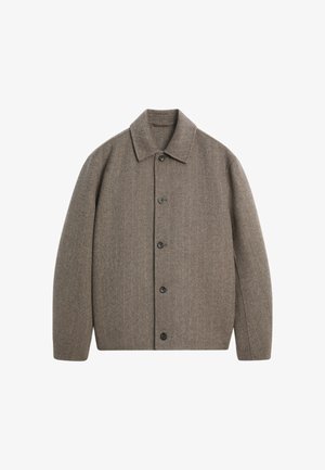 Massimo Dutti, STRIPED DOUBLE WOOL BLEND JACKET - Lichte jas - light brown