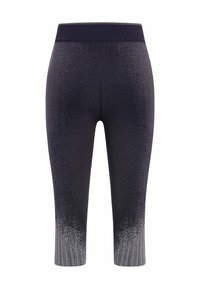 Dreiviertellange Leggings in dunkelblau mit einem strukturierten Muster, das zum unteren Teil hin zu einem helleren Farbton verblasst. Elastischer waistline.