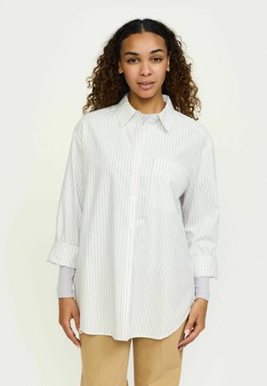 VERONICA STRIPED - Gombos blúz - stripe snow white w thistle