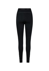 Sorte leggings lavet af strækmateriale, med en elastisk talje med "DOVRE" branding og tapered ankler. Glat tekstur over det hele.