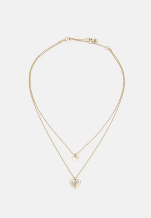 DKNY NK 16" 2 ROW HEART PENDANT - Κολιέ - gold-coloured/cry