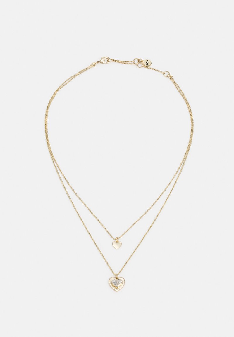 DKNY NK 16" 2 ROW HEART PENDANT - Nyaklánc - gold-coloured/cry