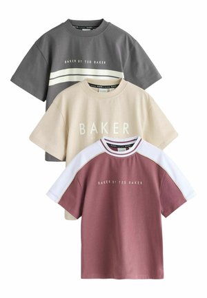 REGULAR FIT - COLOURBLOCK 3 PACK - T-Shirt print - burgundy stone charcoal