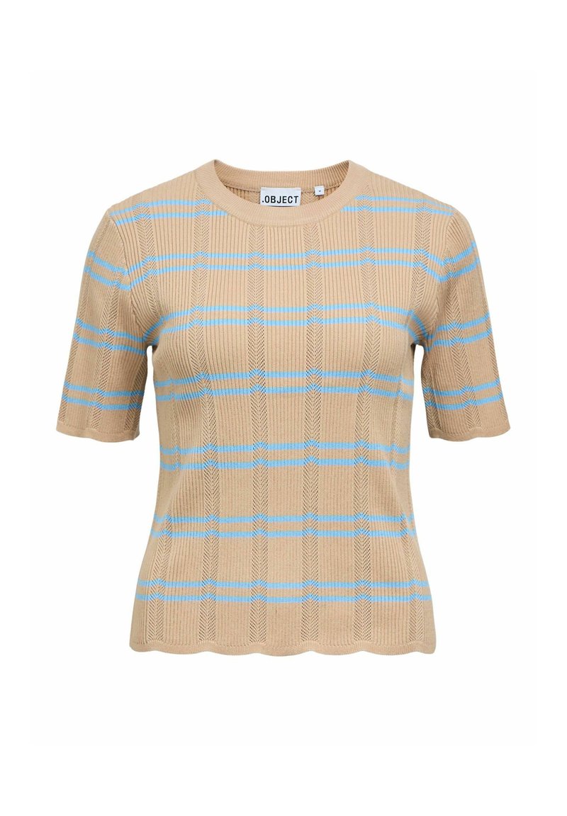 Object Knit Ribbed Short-Sleeve - Print T-shirt - humus/beige - Zalando ...