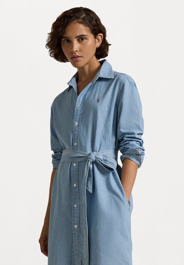 COTTON CHAMBRAY BELTED SHIRTDRESS - Denim dress - chambray