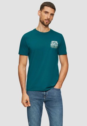 MIT CREW NECK UND FRONTPRINT - T-shirt imprimé - petrol