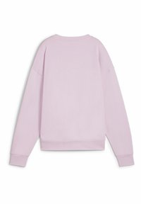 Lavendel värviline pikad varrukad crewneck džemper, näidatud tagantpoolt valgel taustal.