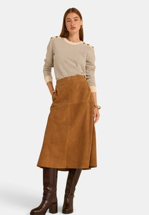 Maison 123, A-line skirt - camel fonce