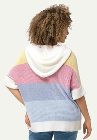 Ulla Popken BLOCK STRIPE HOODED SHORT SLEEVE - Triko s potiskem - off white