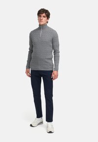 Kronstadt CABLE HALF-ZIP - Pulóver - lt grey mix