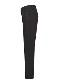 Pantalon softshell noir coupe slim avec poche latérale zippée et logo discret sur la cuisse, conçu pour une utilisation en extérieur ou décontractée.