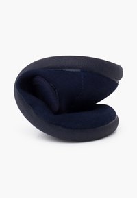 Sitzkissen aus navyblauem, stoffbezogenem Material, runde Form mit einer weichen, strukturierten Oberfläche und leicht erhöhten Rändern für Unterstützung und Komfort.
