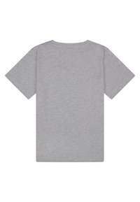 Graues T-Shirt mit kurzen Ärmeln, aus weichem Stoff gefertigt. Es hat einen Rundhalsausschnitt und ein schlichtes Design ohne sichtbare Muster oder Akzente.