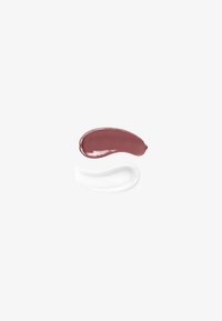 To sminkeprøver på hvit bakgrunn, en mauve rosa kremet og en klar gel gjennomskinnelig, side om side.