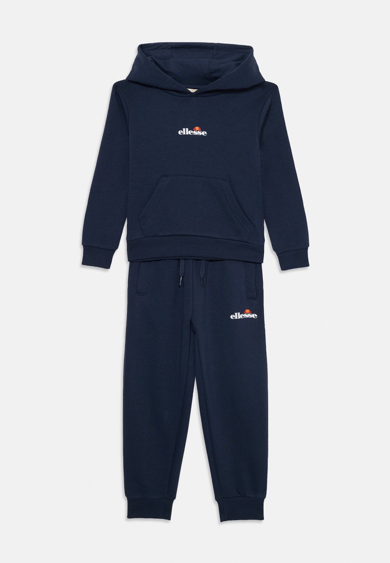 Conjunto de sweatshirt e calças azul-marinho, feito de uma mistura de algodão macio, com um bolso frontal, punhos canelados e pequenos logótipos em ambas as peças.