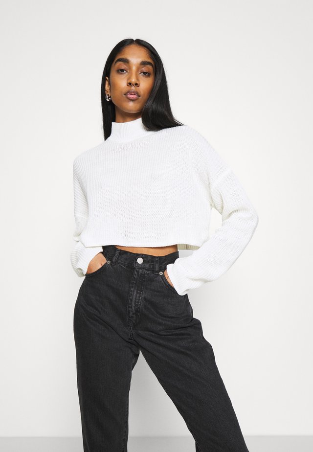 HIGH NECK CROP JUMPER - Pullover - cream