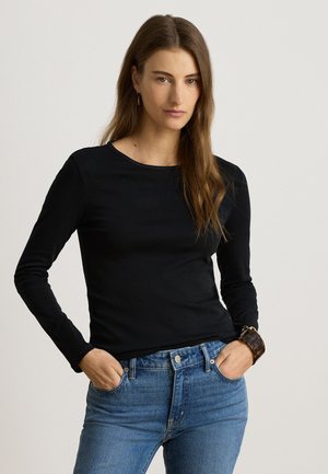 Lauren Ralph Lauren, STRETCH COTTON LONG-SLEEVE TEE - Блуза с дълги ръкави - polo black