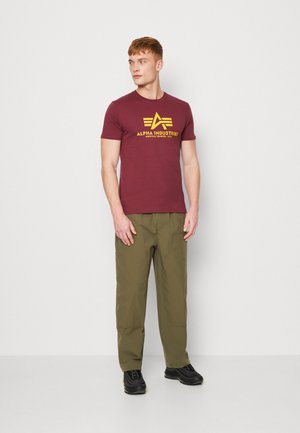 BASIC 2 PACK - Printtipaita - olive/burgundy