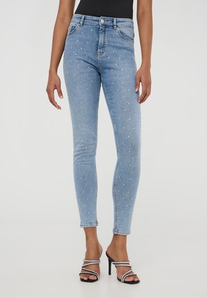 Terranova MEDIO ALL OVER STRASS - Jeans Skinny Fit - blu denim medio