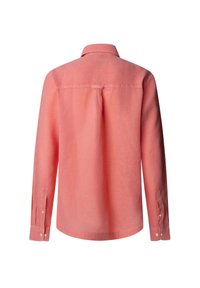 Camicia a maniche lunghe in corallo chiaro, realizzata in lino. Presenta un colletto classico, polsini con bottone e uno spacco sul retro per la ventilazione.