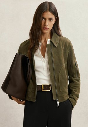 REGULAR FIT - TATE ZIP-THROUGH  - Læderjakker - khaki green