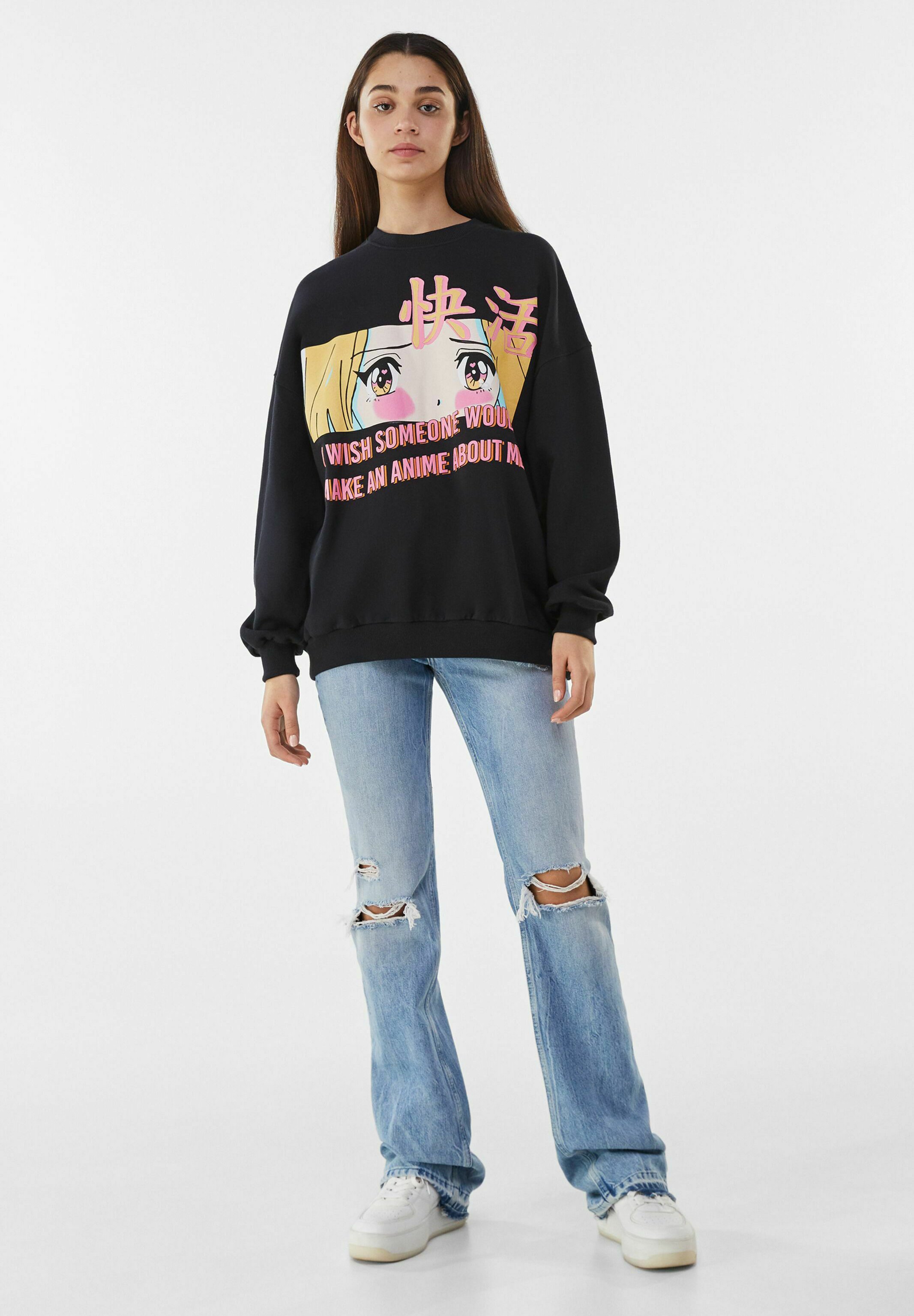 Bershka MIT MANGA-PRINT - Felpa - black/nero - Zalando.it